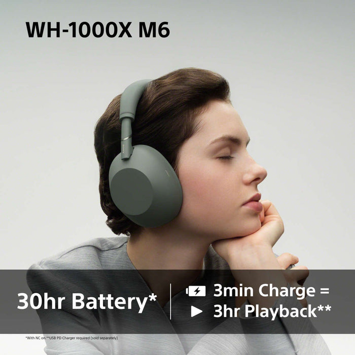 Безжични слушалки Sony - WH-1000XM6, ANC, зелени