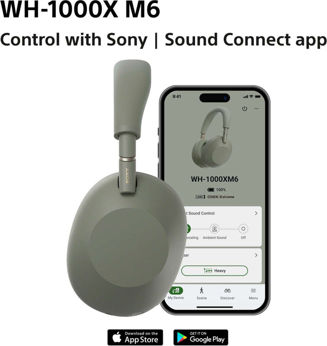 Безжични слушалки Sony - WH-1000XM6, ANC, зелени