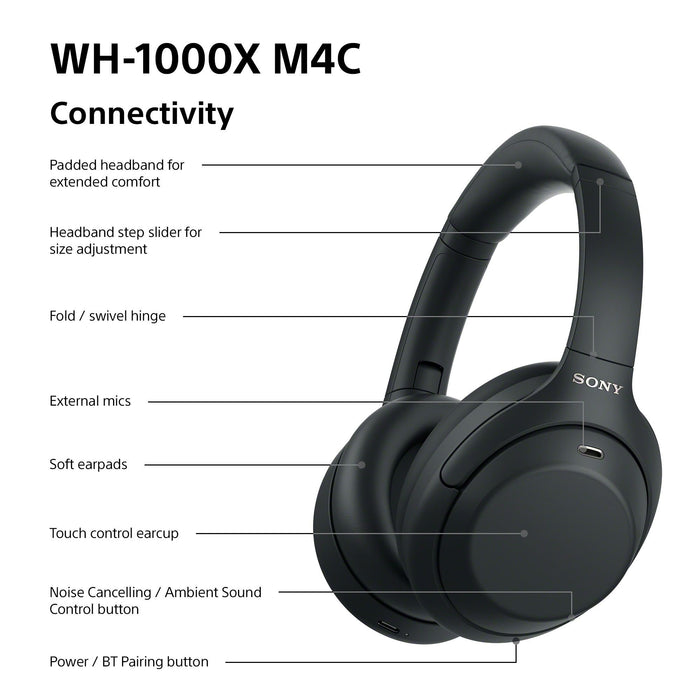 Безжични слушалки Sony - WH-1000XM4C, черни