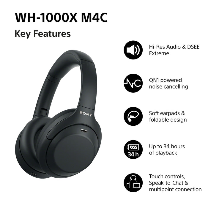 Безжични слушалки Sony - WH-1000XM4C, черни