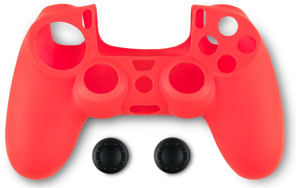 Силиконов кейс и тапи Spartan Gear - DualShock 4, червени (PS4)