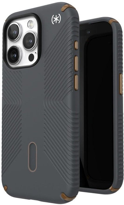 Калъф Speck - Presidio 2 Grip, iPhone 15 Pro, MagSafe ClickLock, сив