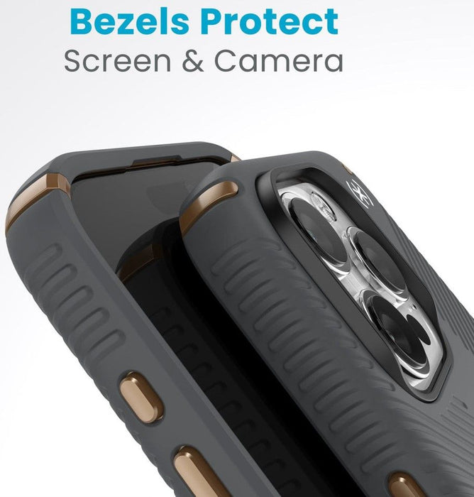 Калъф Speck - Presidio 2 Grip, iPhone 15 Pro, MagSafe ClickLock, сив