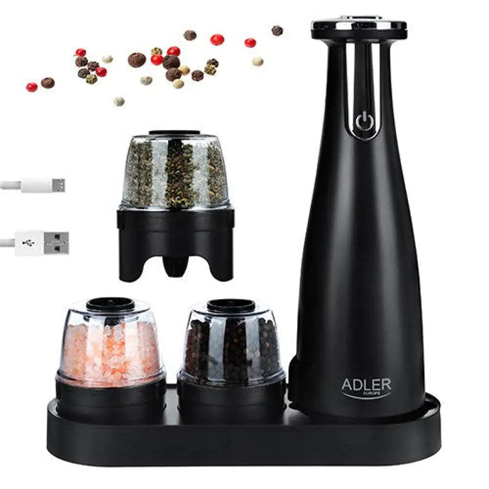 Spice Salt & Pepper Grinder - Set of 3 Grinders - USB Adler