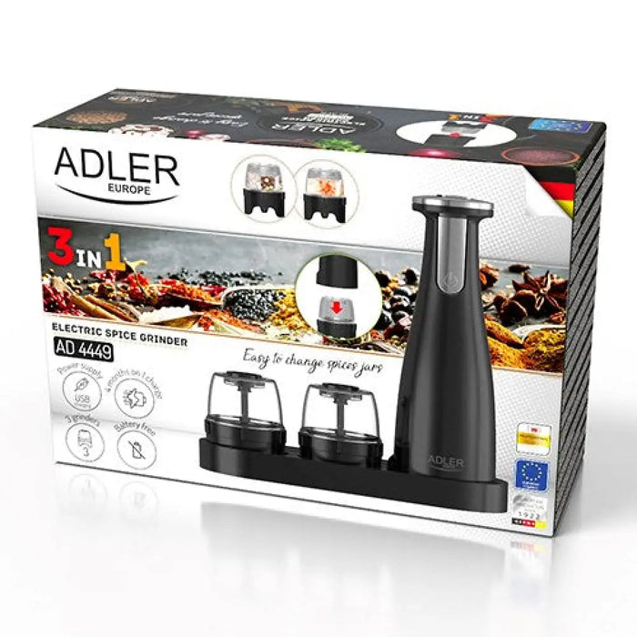 Spice Salt & Pepper Grinder - Set of 3 Grinders - USB Adler