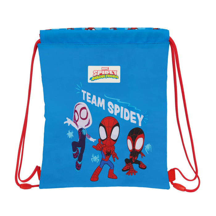 Раница с връвка Spider-Man Син Червен 26 x 34 x 1 cm