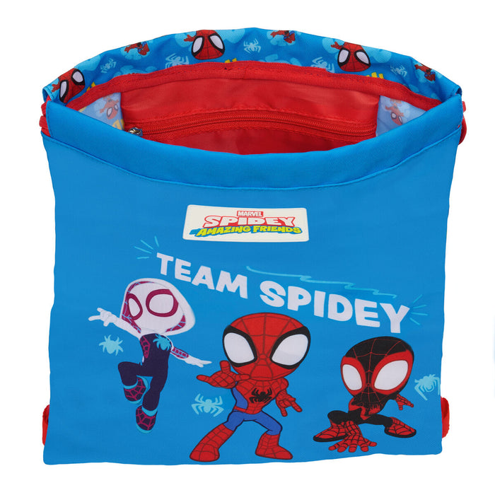 Раница с връвка Spider-Man Син Червен 26 x 34 x 1 cm