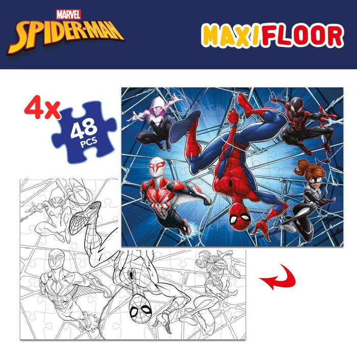 Детски Пъзел Spider-Man Двустранно 4 в 1 48 Части 35 x 1,5 x 25 cm (6 броя)