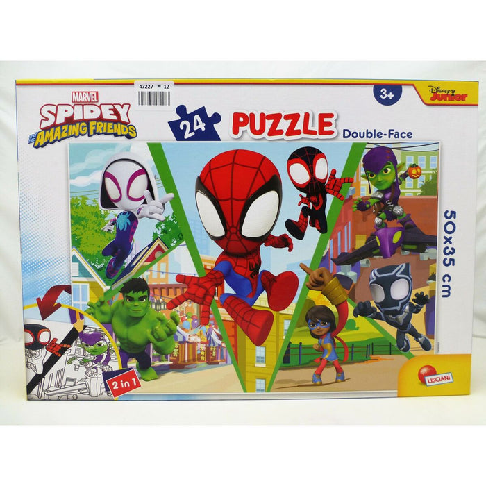 Детски Пъзел Spidey Двустранно 50 x 35 cm 24 Части (12 броя)