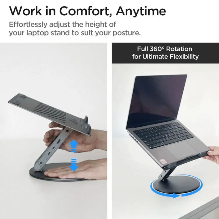 Spigen LD204H Стойка + Хъб 6-в-1 - Сив