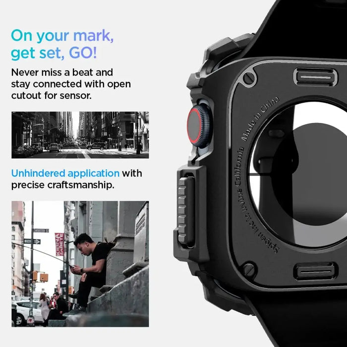 Spigen Rugged Armor Case за Apple Watch 10 (42 мм) - черен