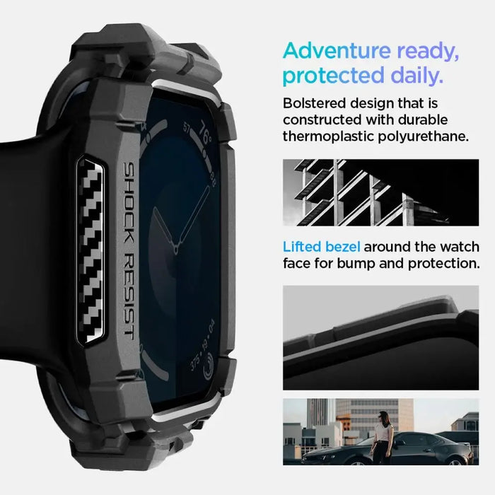 Spigen Rugged Armor Case за Apple Watch 10 (42 мм) - черен