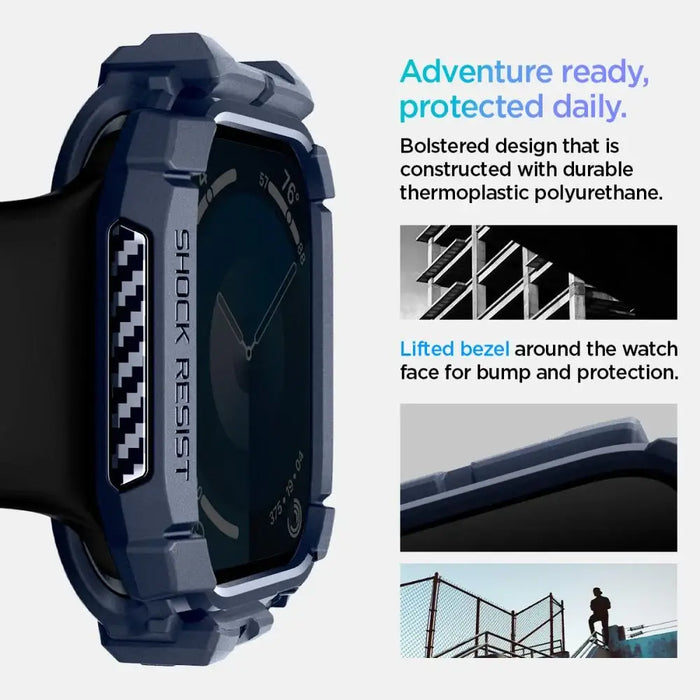 Spigen Rugged Armor Case за Apple Watch 10 46mm - Navy Blue