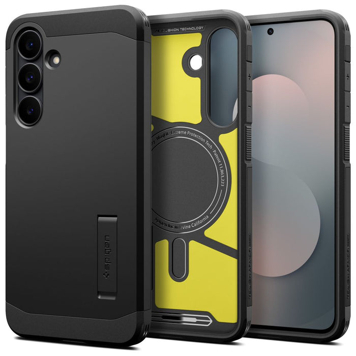 Калъф Spigen Tough Armor Mag MagSafe за Samsung Galaxy S25 FE - черен и жълт