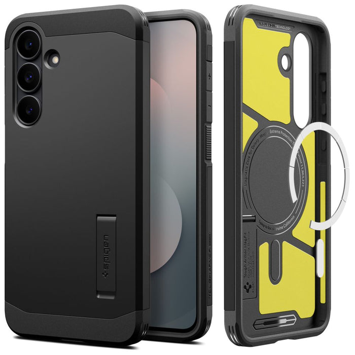 Калъф Spigen Tough Armor Mag MagSafe за Samsung Galaxy S25 FE - черен и жълт