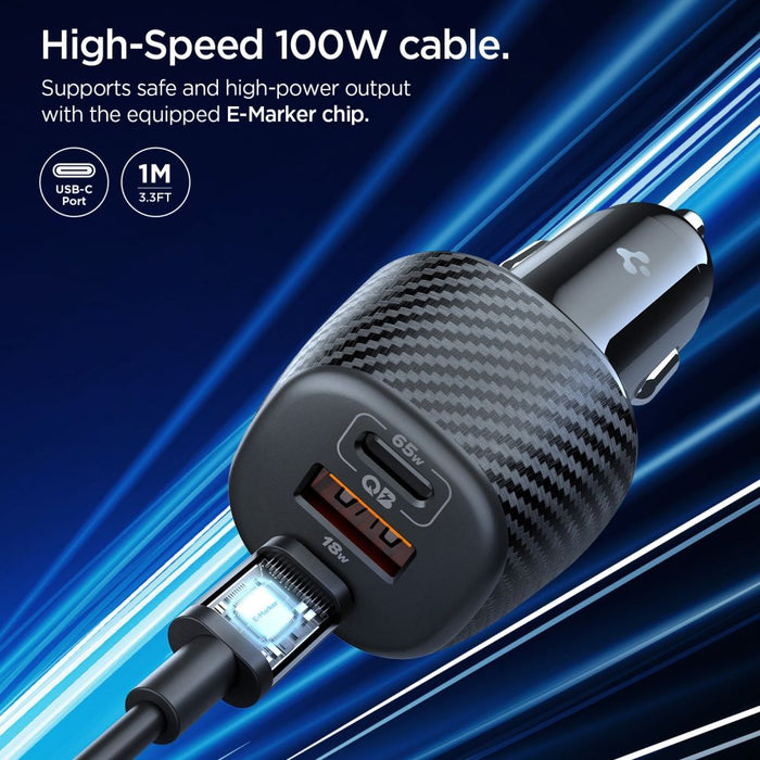 Зарядно за кола Spigen Essential EV1133 с 3 порта - черно