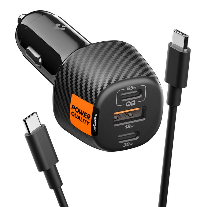 Зарядно за кола Spigen Essential EV1133 с 3 порта - черно
