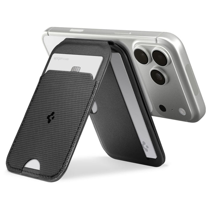 Магнитен калъф за телефон Spigen Slim Fold Tripod Wallet S314-2 MagSafe - черен