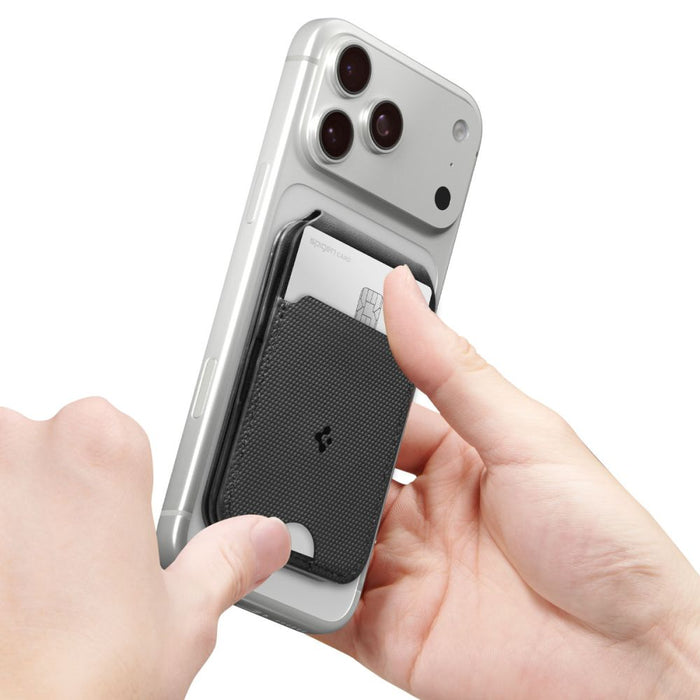 Магнитен калъф за телефон Spigen Slim Fold Tripod Wallet S314-2 MagSafe - черен