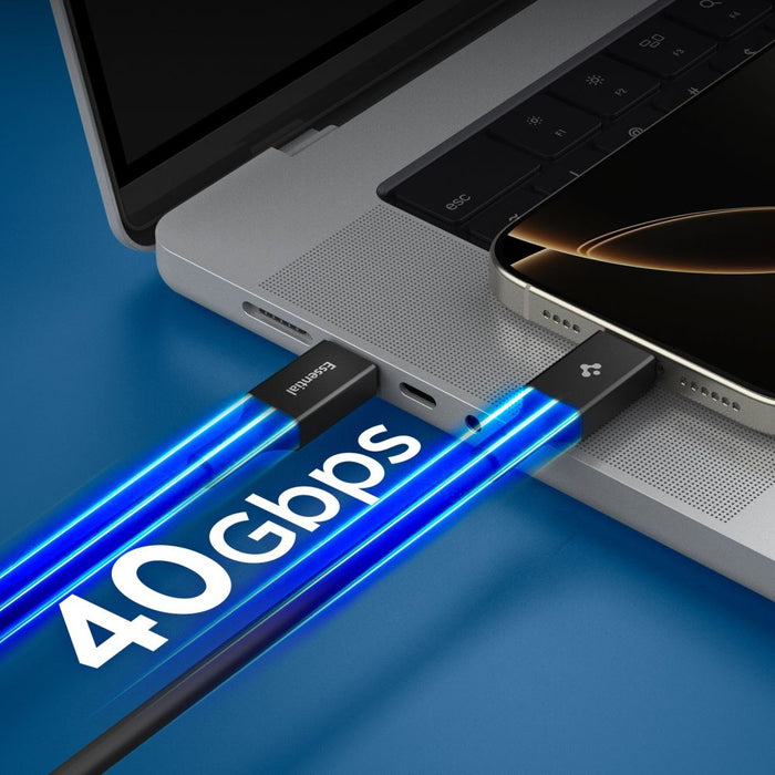 Кабел Spigen Essential EB24012CC USB-C / USB-C 240W 120 см - черен