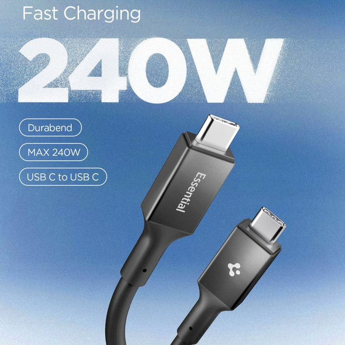Кабел Spigen Essential EB24012CC USB-C / USB-C 240W 120 см - черен