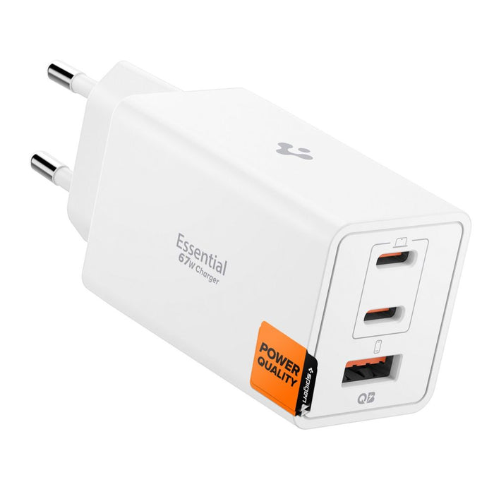 Зарядно за стена Spigen Essential EE673EU с 3 порта, 67W - бяло