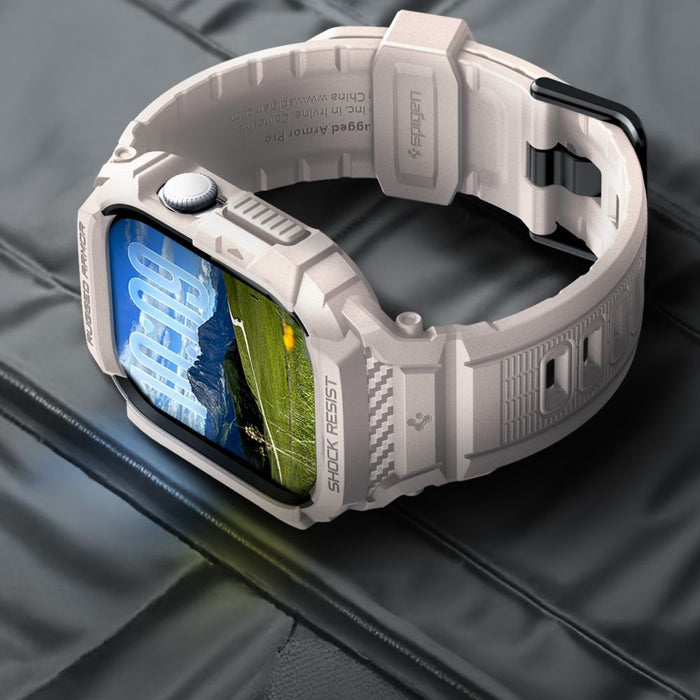 Каишка за Apple Watch Spigen Rugged Armor Pro V2 (46 мм) - бежова