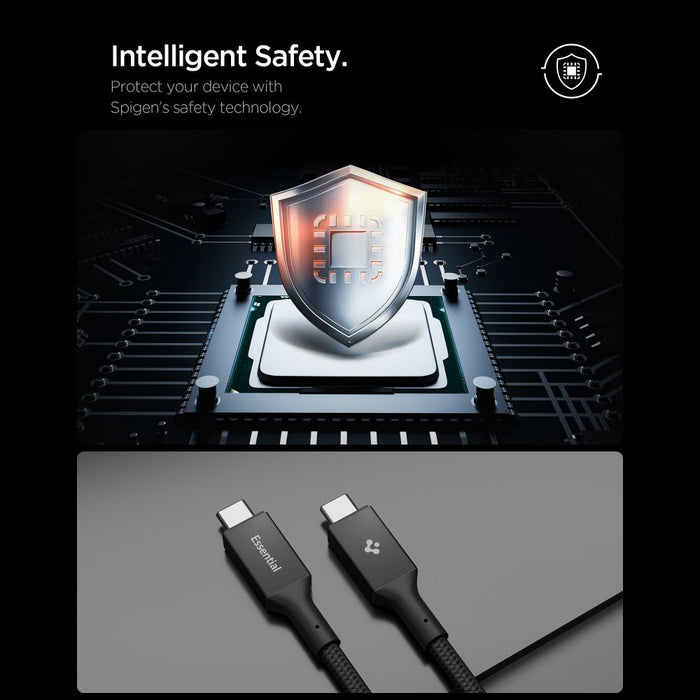 Кабел Spigen Essential EB24015CC USB-C / USB-C 240W 150 см - черен