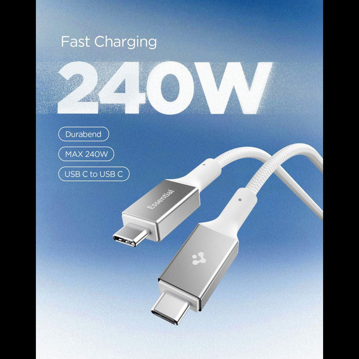Кабел Spigen Essential EB24015CC USB-C / USB-C 240W 150 см - бял