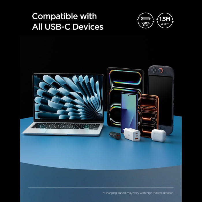 Кабел Spigen Essential EB24015CC USB-C / USB-C 240W 150 см - бял