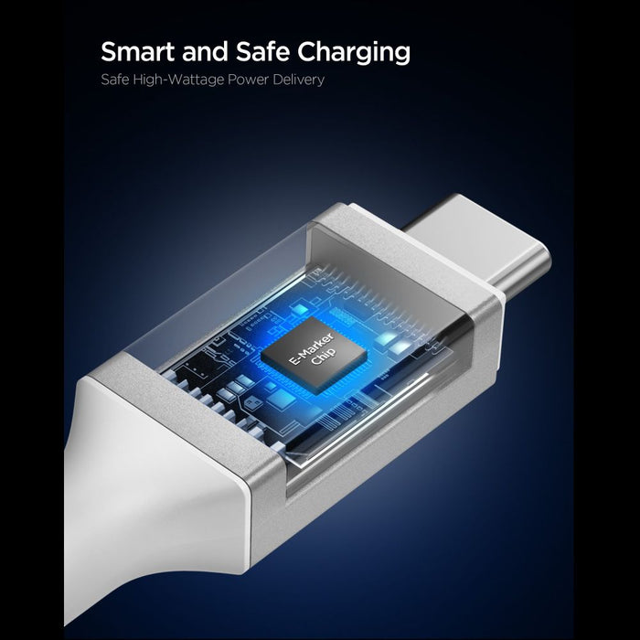 Кабел Spigen Essential EB24015CC USB-C / USB-C 240W 150 см - бял