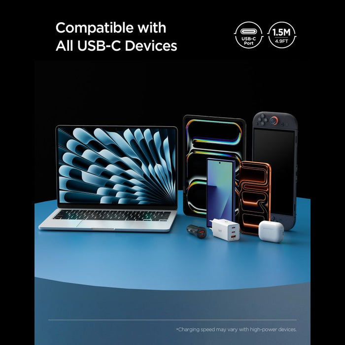 Кабел Spigen Essential EB10015CC USB-C / USB-C 100W 150 см - бял