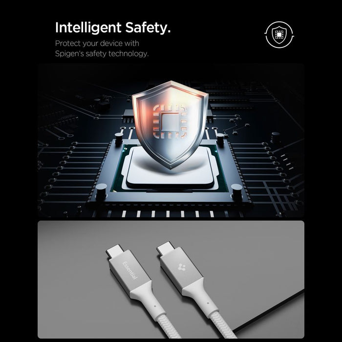 Кабел Spigen Essential EB10015CC USB-C / USB-C 100W 150 см - бял