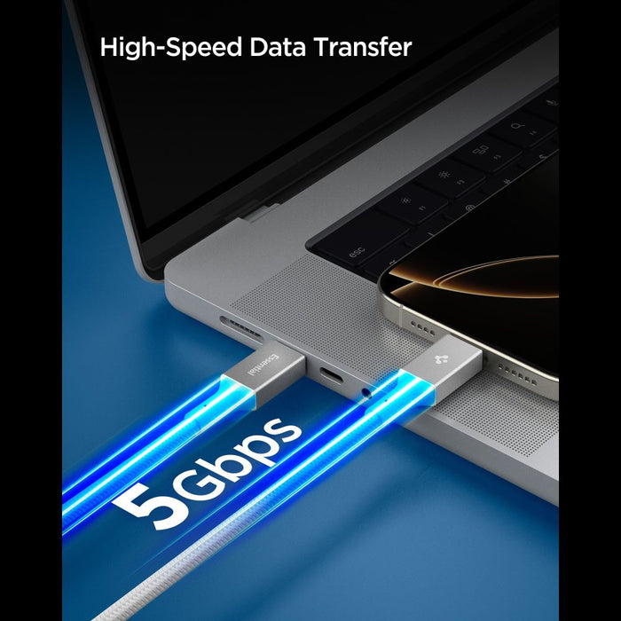 Кабел Spigen Essential EB10015CC USB-C / USB-C 100W 150 см - бял