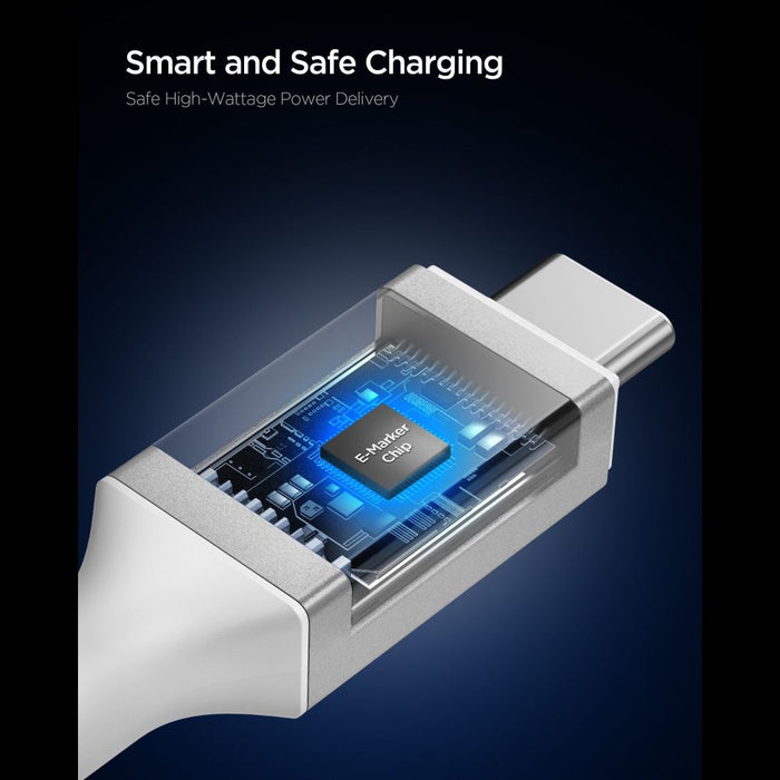Кабел Spigen Essential EB10015CC USB-C / USB-C 100W 150 см - бял