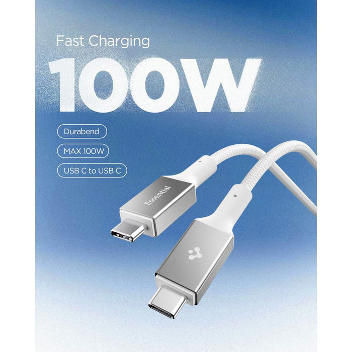 Кабел Spigen Essential EB10015CC USB-C / USB-C 100W 150 см - бял