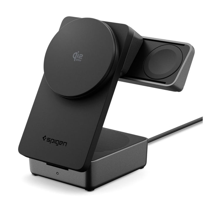 Безжично зарядно устройство Spigen Essential Qi2.2 25W 3в1 MagSafe Magnetic - черно