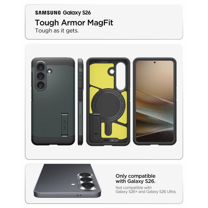 Калъф Spigen Tough Armor Mag MagSafe за Samsung Galaxy S26 - зелен