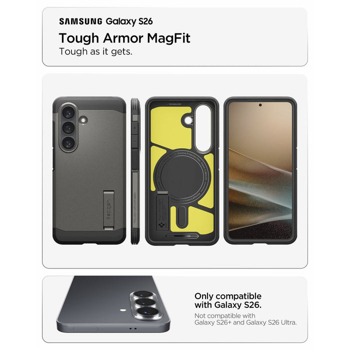 Калъф Spigen Tough Armor Mag MagSafe за Samsung Galaxy S26 - сив