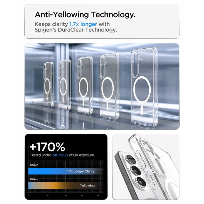 Калъф Spigen Ultra Hybrid Mag MagSafe за Samsung Galaxy S26 - прозрачен и бял