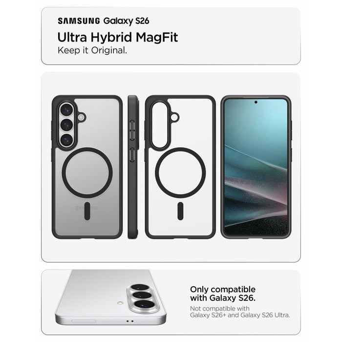 Калъф Spigen Ultra Hybrid Mag MagSafe за Samsung Galaxy S26 - прозрачен черен