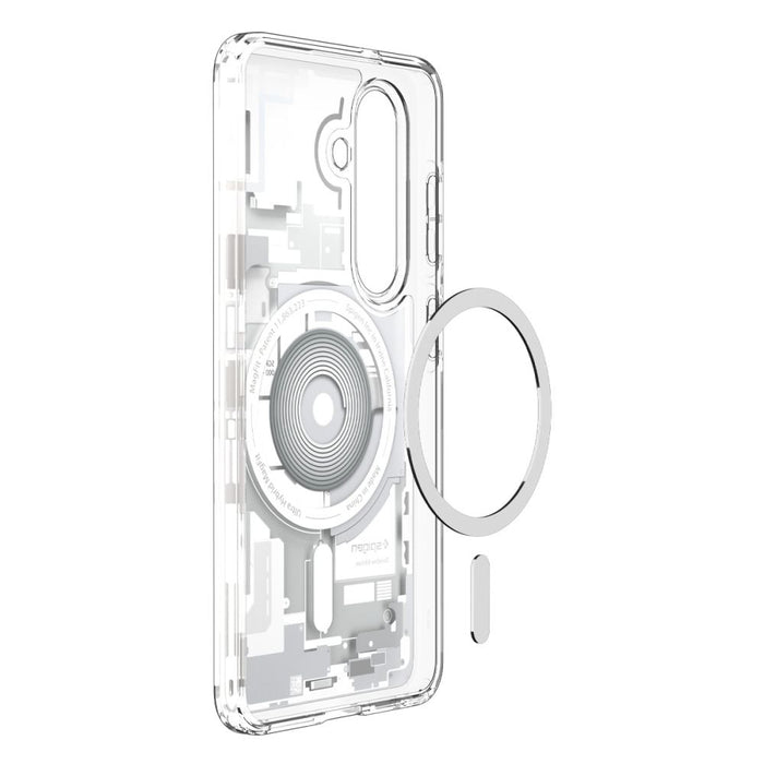 Калъф Spigen Ultra Hybrid Mag MagSafe за Samsung Galaxy S26 Zero One - прозрачен и бял