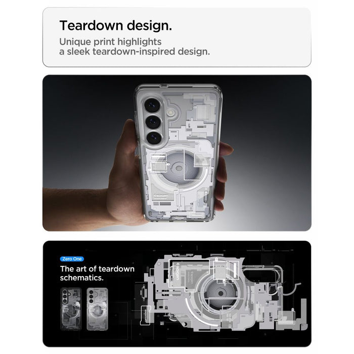 Калъф Spigen Ultra Hybrid Mag MagSafe за Samsung Galaxy S26 Zero One - прозрачен и бял