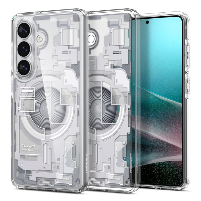 Калъф Spigen Ultra Hybrid Mag MagSafe за Samsung Galaxy S26 Zero One - прозрачен и бял