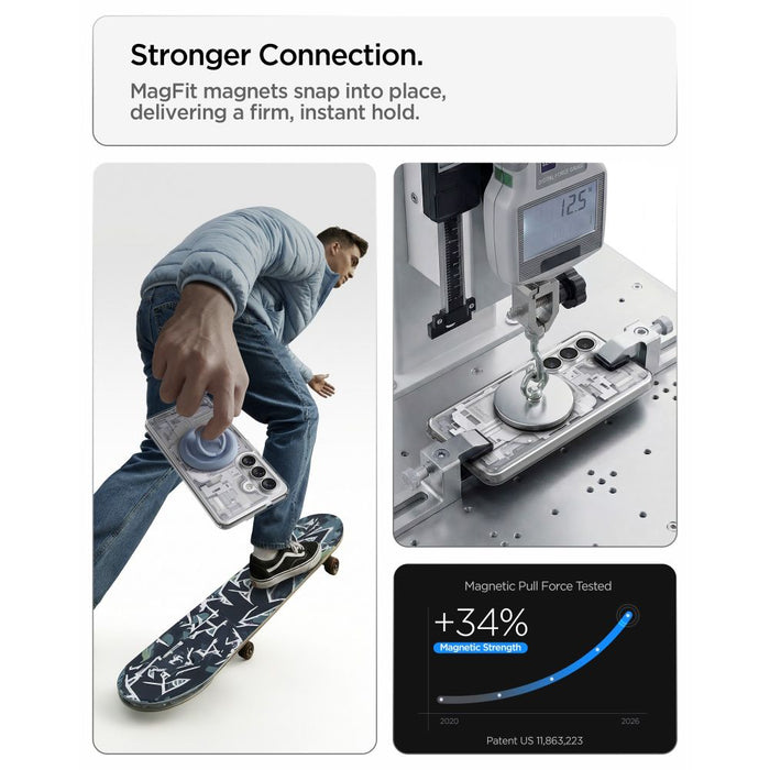 Калъф Spigen Ultra Hybrid Mag MagSafe за Samsung Galaxy S26 Zero One - прозрачен и бял