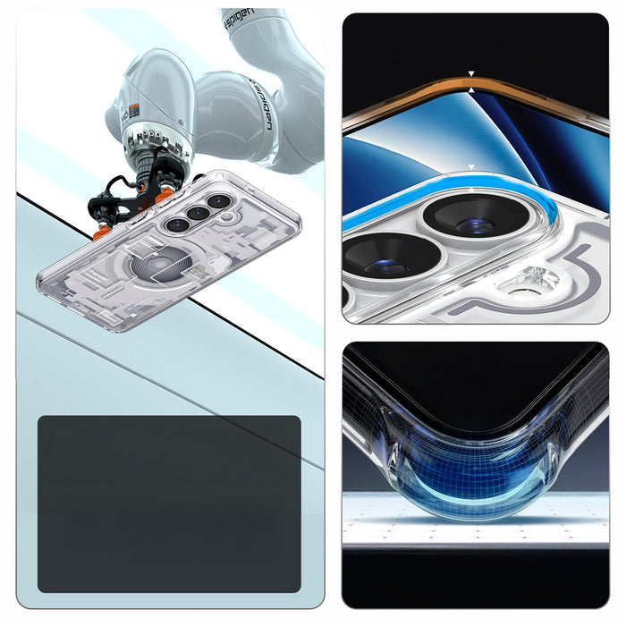 Калъф Spigen Ultra Hybrid Mag MagSafe за Samsung Galaxy S26 Zero One - прозрачен и бял