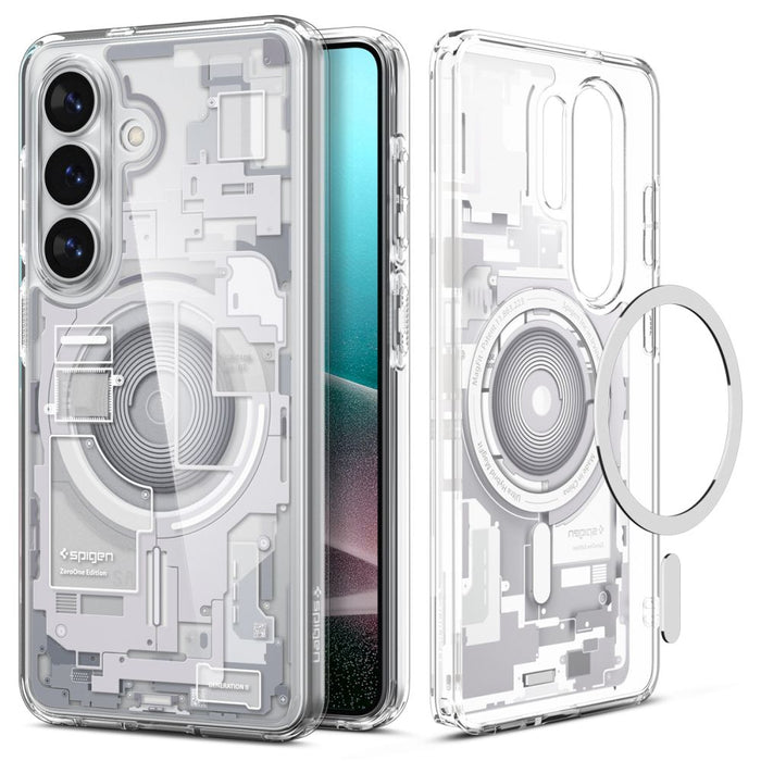 Калъф Spigen Ultra Hybrid Mag MagSafe за Samsung Galaxy S26 Zero One - прозрачен и бял