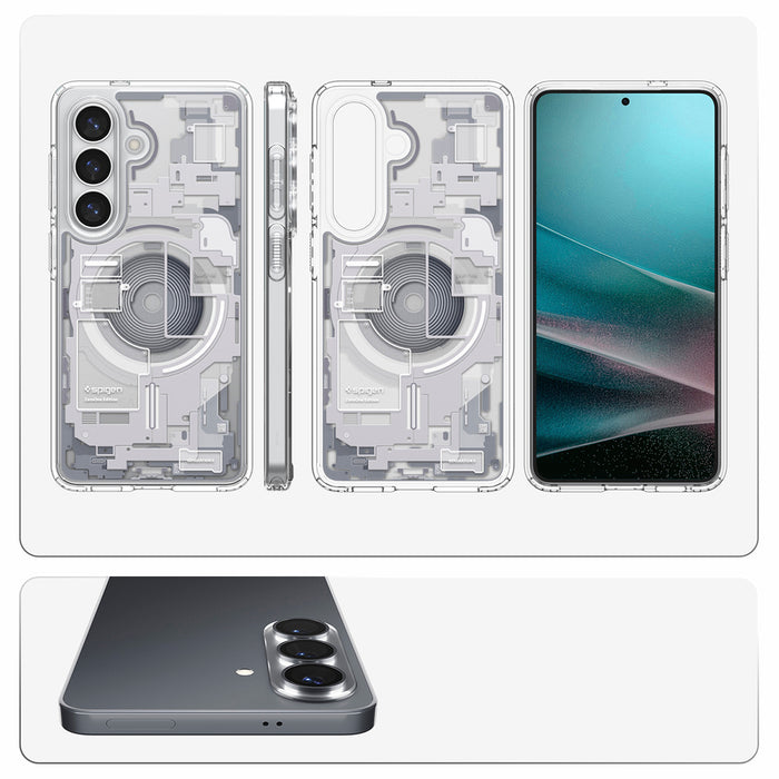 Калъф Spigen Ultra Hybrid Mag MagSafe за Samsung Galaxy S26 Zero One - прозрачен и бял