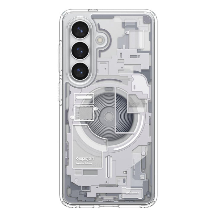 Калъф Spigen Ultra Hybrid Mag MagSafe за Samsung Galaxy S26 Zero One - прозрачен и бял