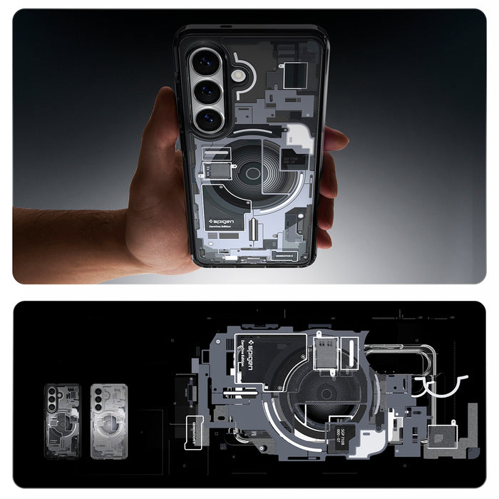 Калъф Spigen Ultra Hybrid Mag MagSafe за Samsung Galaxy S26+ Zero One - прозрачен черен